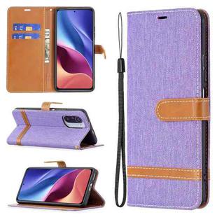 For Xiaomi Mi 11i / Poco F3 / Redmi K40 Color Matching Denim Texture Horizontal Flip Leather Case with Holder & Card Slots & Wallet & Lanyard(Purple)