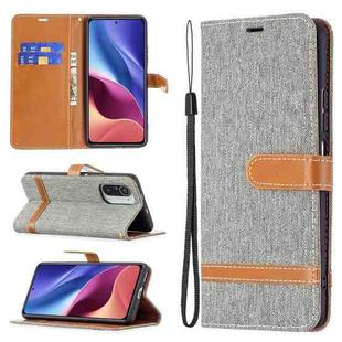 For Xiaomi Mi 11i / Poco F3 / Redmi K40 Color Matching Denim Texture Horizontal Flip Leather Case with Holder & Card Slots & Wallet & Lanyard(Grey)