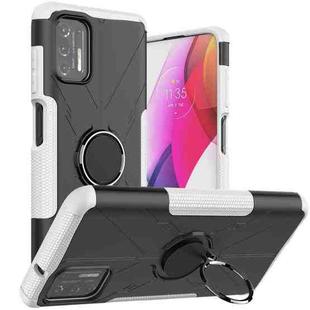 For Motorola Moto G Stylus (2021) Machine Armor Bear Shockproof PC + TPU Protective Case with Ring Holder(White)