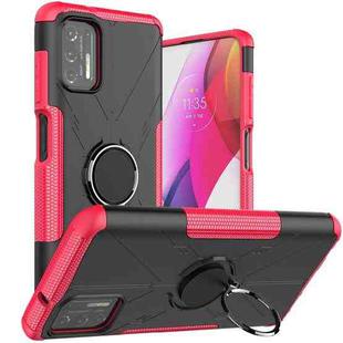 For Motorola Moto G Stylus (2021) Machine Armor Bear Shockproof PC + TPU Protective Case with Ring Holder(Rose Red)