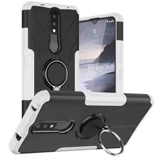 For Nokia 2.4 Machine Armor Bear Shockproof PC + TPU Protective Case with Ring Holder(White)