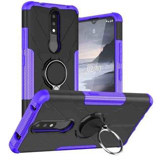 For Nokia 2.4 Machine Armor Bear Shockproof PC + TPU Protective Case with Ring Holder(Purple)