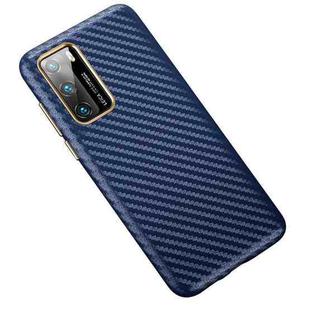 For Huawei P40 Carbon Fiber Leather Texture Kevlar Anti-fall Phone Protective Case(Blue)
