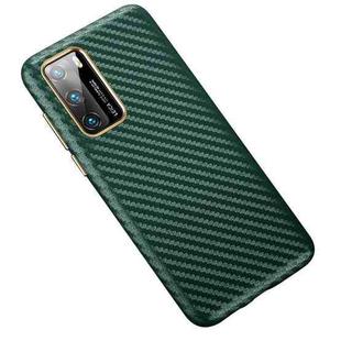 For Huawei P40 Carbon Fiber Leather Texture Kevlar Anti-fall Phone Protective Case(Green)