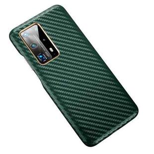 For Huawei P40 Pro+ Carbon Fiber Leather Texture Kevlar Anti-fall Phone Protective Case(Green)