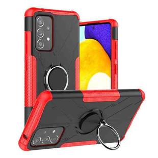 For Samsung Galaxy A52 5G / 4G Machine Armor Bear Shockproof PC + TPU Protective Case with Ring Holder(Red)