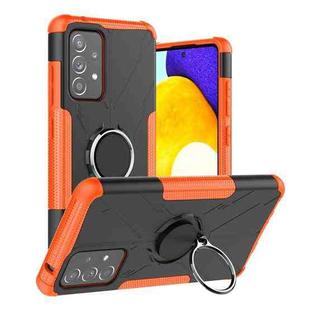 For Samsung Galaxy A52 5G / 4G Machine Armor Bear Shockproof PC + TPU Protective Case with Ring Holder(Orange)