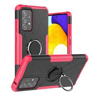 For Samsung Galaxy A52 5G / 4G Machine Armor Bear Shockproof PC + TPU Protective Case with Ring Holder(Rose Red)