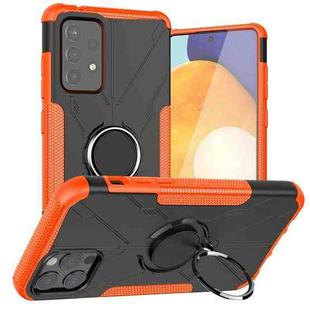 For Samsung Galaxy A72 5G / 4G Machine Armor Bear Shockproof PC + TPU Protective Case with Ring Holder(Orange)