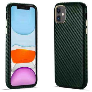 For iPhone 11 Carbon Fiber Leather Texture Kevlar Anti-fall Phone Protective Case (Green)