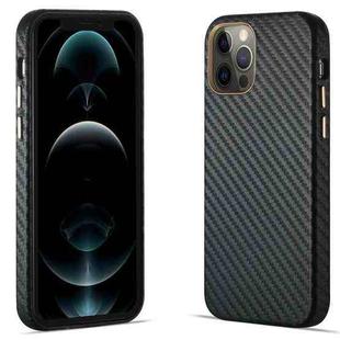 For iPhone 12 Pro Max Carbon Fiber Leather Texture Kevlar Anti-fall Phone Protective Case(Black)