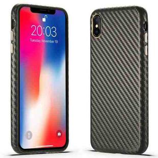 For iPhone X / XS Carbon Fiber Leather Texture Kevlar Anti-fall Phone Protective Case(Grey)