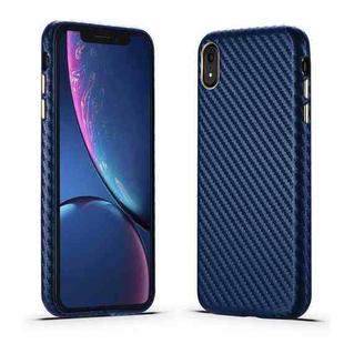 For iPhone XR Carbon Fiber Leather Texture Kevlar Anti-fall Phone Protective Case(Blue)