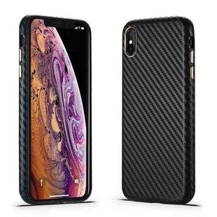 For iPhone XS Max Carbon Fiber Leather Texture Kevlar Anti-fall Phone Protective Case(Black)