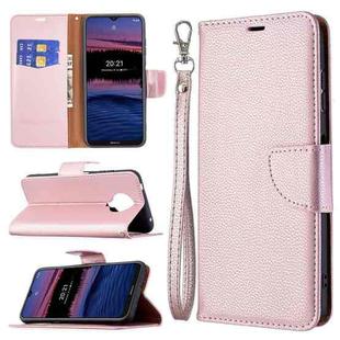 For Nokia G20 / G10 Litchi Texture Pure Color Horizontal Flip Leather Case with Holder & Card Slots & Wallet & Lanyard(Rose Gold)