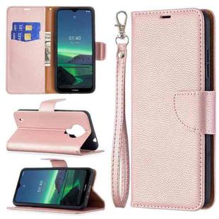 For Nokia 1.4 Litchi Texture Pure Color Horizontal Flip Leather Case with Holder & Card Slots & Wallet & Lanyard(Rose Gold)