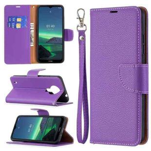 For Nokia 1.4 Litchi Texture Pure Color Horizontal Flip Leather Case with Holder & Card Slots & Wallet & Lanyard(Purple)