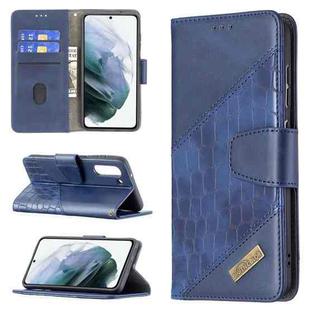 For Samsung Galaxy S21 FE / S21 Lite Matching Color Crocodile Texture Horizontal Flip PU Leather Case with Wallet & Holder & Card Slots(Blue)