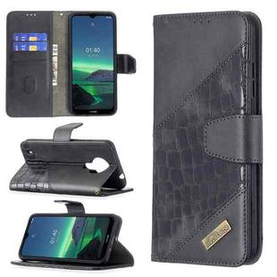 For Nokia 1.4 Matching Color Crocodile Texture Horizontal Flip PU Leather Case with Wallet & Holder & Card Slots(Black)