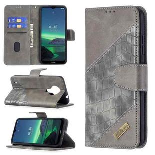 For Nokia 1.4 Matching Color Crocodile Texture Horizontal Flip PU Leather Case with Wallet & Holder & Card Slots(Grey)