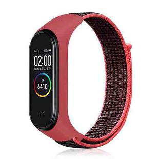 For Xiaomi Mi Band 6 Nylon Weave Watch Bands(Black Red)