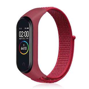 For Xiaomi Mi Band 6 Nylon Weave Watch Bands(China Red)