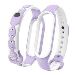For Xiaomi Mi Band 6 / Band 5  Two-color Silicone Breathable Replacement Watchbands(Purple White)