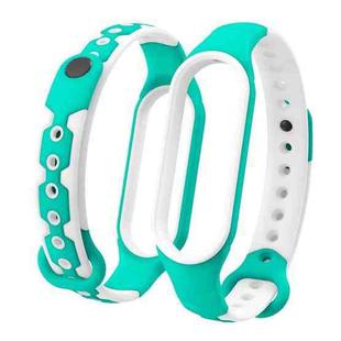 For Xiaomi Mi Band 6 / Band 5  Two-color Silicone Breathable Replacement Watchbands(Sky Blue + White)