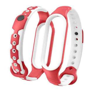 For Xiaomi Mi Band 6 / Band 5  Two-color Silicone Breathable Replacement Watchbands(Red White)