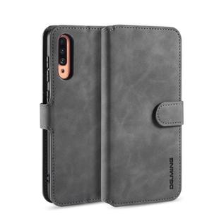 For Galaxy A70s DG.MING Retro Oil Side Horizontal Flip Case with Holder & Card Slots & Wallet(Grey)