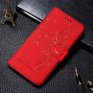 For Samsung Galaxy A82 5G Litchi Texture Feather Embossing Pattern Horizontal Flip Leather Case with Holder & Card Slots & Wallet & Photo Frame & Lanyard(Red)