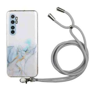 For Xiaomi Mi Note 10 Lite Hollow Marble Pattern TPU Shockproof Protective Case with Neck Strap Rope(Gray)