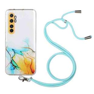 For Xiaomi Mi Note 10 Lite Hollow Marble Pattern TPU Shockproof Protective Case with Neck Strap Rope(Yellow)