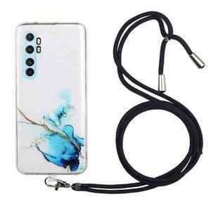For Xiaomi Mi Note 10 Lite Hollow Marble Pattern TPU Shockproof Protective Case with Neck Strap Rope(Blue)
