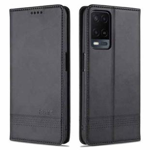 For OPPO A54 4G AZNS Magnetic Calf Texture Horizontal Flip Leather Case with Card Slots & Holder & Wallet(Black)