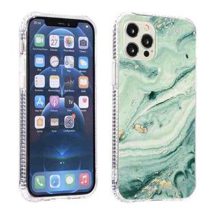 For iPhone 12 Pro Max Gold Sands Dual-side IMD Marble Pattern Acrylic + TPU Shockproof Case(Sands Green)