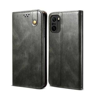 For Xiaomi Redmi K40 / K40 Pro Simple Wax Crazy Horse Texture Horizontal Flip Leather Case with Card Slots & Wallet(Dark Green)