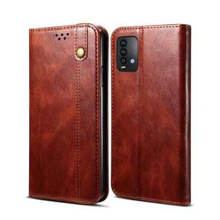 For Xiaomi Redmi Note9 4G (CN Version) Simple Wax Crazy Horse Texture Horizontal Flip Leather Case with Card Slots & Wallet(Brown)