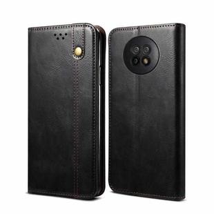 For Xiaomi Redmi Note 9 5G (CN Version) Simple Wax Crazy Horse Texture Horizontal Flip Leather Case with Card Slots & Wallet(Black)