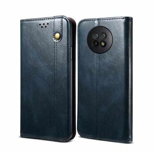 For Xiaomi Redmi Note 9 5G (CN Version) Simple Wax Crazy Horse Texture Horizontal Flip Leather Case with Card Slots & Wallet(Navy Blue)
