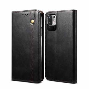For Xiaomi Redmi Note10 5G Simple Wax Crazy Horse Texture Horizontal Flip Leather Case with Card Slots & Wallet(Black)