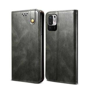 For Xiaomi Redmi Note10 5G Simple Wax Crazy Horse Texture Horizontal Flip Leather Case with Card Slots & Wallet(Dark Green)