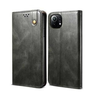 For Xiaomi Mi 11 Simple Wax Crazy Horse Texture Horizontal Flip Leather Case with Card Slots & Wallet(Dark Green)