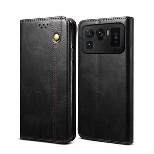 For Xiaomi Mi 11 Ultra Simple Wax Crazy Horse Texture Horizontal Flip Leather Case with Card Slots & Wallet(Black)