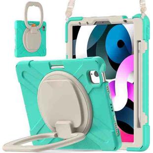 Silicone + PC Protective Case with Holder & Shoulder Strap For iPad Air 2022 / 2020 10.9(Mint Green)