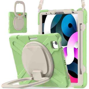Silicone + PC Protective Case with Holder & Shoulder Strap For iPad Air 2022 / 2020 10.9(Matcha Green)
