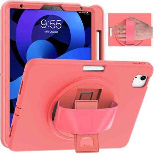360 Degree Rotation PC + TPU Protective Case with Holder & Hand-strap & Pen Slot For iPad Air 2022 / Air 2020 10.9(Pink)