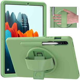 360 Degree Rotation PC + TPU Protective Case with Holder & Hand-strap & Pen Slot For Samsung Galaxy Tab S8 / Galaxy Tab S7 11 inch T870/T875(Green)