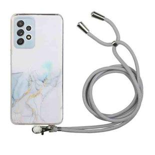 For Samsung Galaxy A32 5G Hollow Marble Pattern TPU Shockproof Protective Case with Neck Strap Rope(Grey)