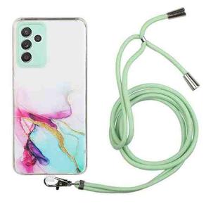 For Samsung Galaxy A82 5G Hollow Marble Pattern TPU Shockproof Protective Case with Neck Strap Rope(Green)